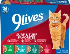 9 Lives Meaty Favorites Variety Pack Canned Cat Food, 5.5-oz, case of 36