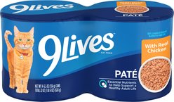 9 Lives Meaty Pate with Real Chicken Wet Cat Food, 5.5-oz can, case of 4