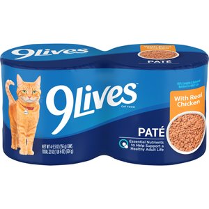 9 Lives Meaty Pate with Real Chicken Wet Cat Food, 5.5-oz can, case of 4
