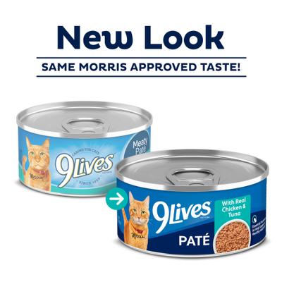 Show full view: 9 Lives Meaty Pate with Real Chicken & Tuna Wet Cat Food, 5.5-oz can, case of 24 slide 3 of 12