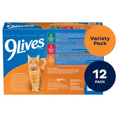 Show full view: 9 Lives Gravy Favorites Variety Pack Canned Cat Food, 5.5-oz, case of 12 slide 4 of 13