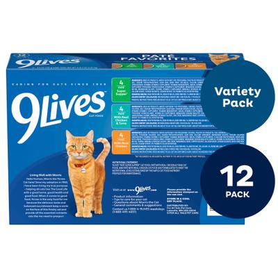 Show full view: 9 Lives Pate Favorites Variety Pack Canned Cat Food, 5.5-oz, case of 12 slide 4 of 13