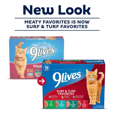 Show full view: 9 Lives Meaty Favorites Variety Pack Canned Cat Food, 5.5-oz, case of 36 slide 3 of 12