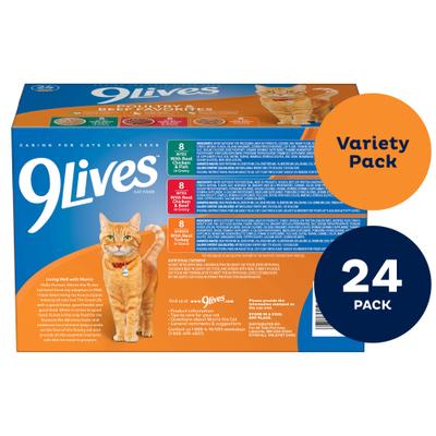 Show full view: 9 Lives Poultry & Beef Favorites Variety Pack Canned Cat Food, 5.5-oz, case of 24 slide 4 of 12