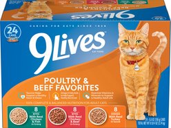 9 Lives Poultry & Beef Favorites Variety Pack Canned Cat Food, 5.5-oz, case of 24