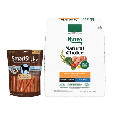 Nutro Nutro Natural Choice Large Breed Adult Chicken & Brown Rice Recipe Dry Food + SmartBones SmartSticks Peanut Butter Chews Dog Treats