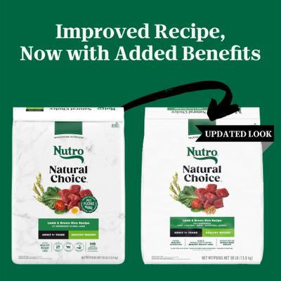 Show full view: Nutro Natural Choice Adult Healthy Weight Lamb & Brown Rice Recipe Dry Dog Food, 30-lb bag slide 3 of 11