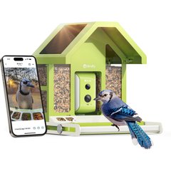 Birdfy Metal Bird Feeder Squirrel Proof with Camera, Green