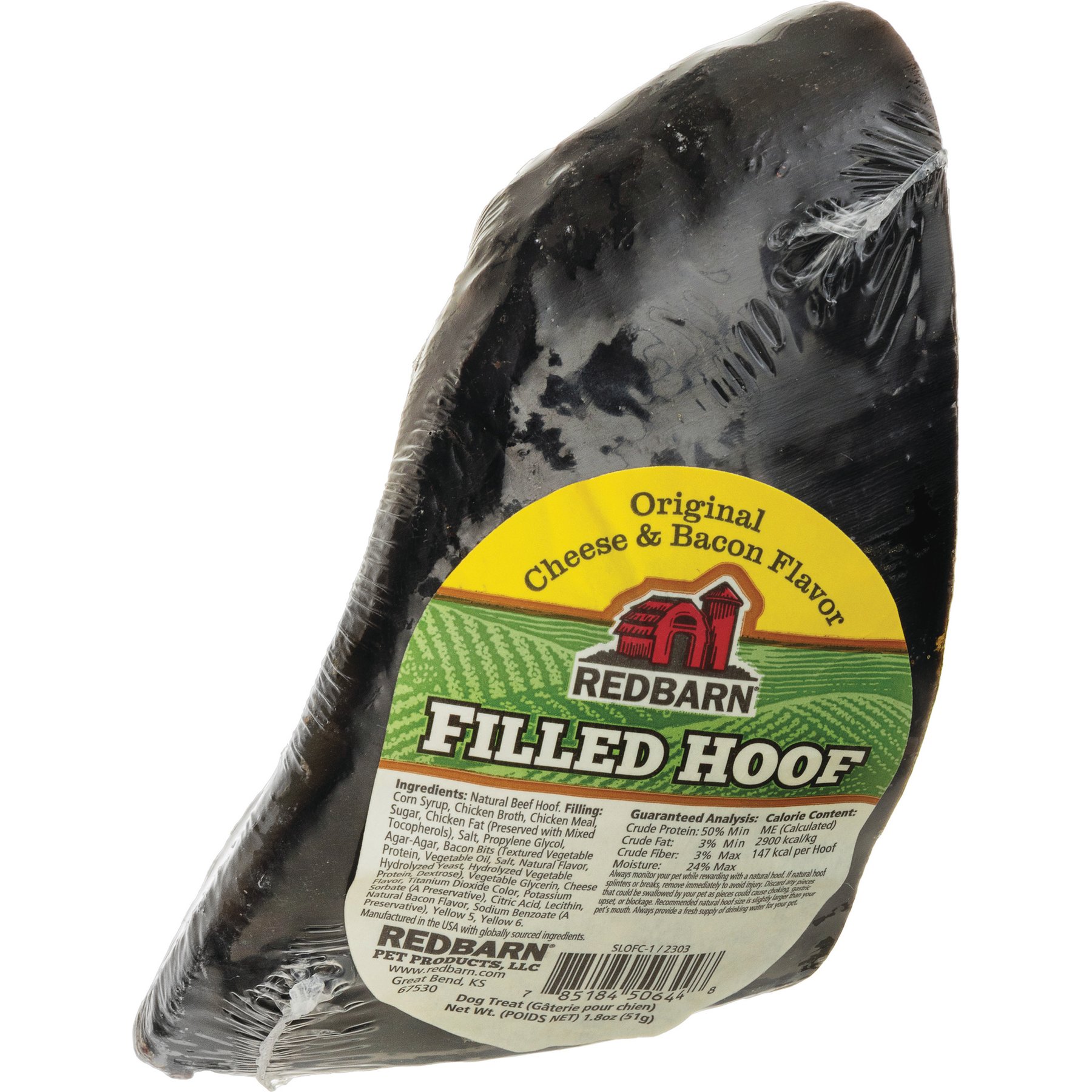 Redbarn Cheese n' Bacon Filled Cow Hooves Dog Treats, 2 count