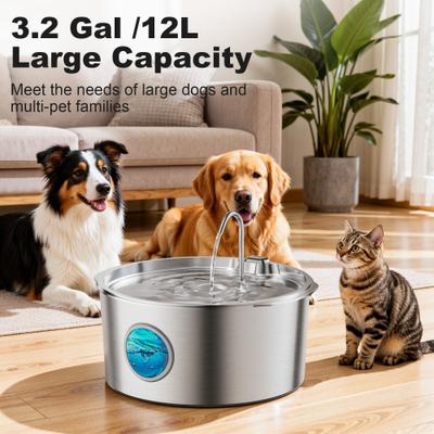 Show full view: Casfuy PWS-701 Stainless Steel Dog Water Fountain, X-Large: 12-L / 3.2-gal slide 3 of 7