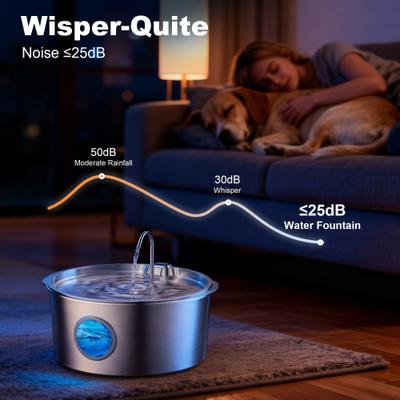 Show full view: Casfuy PWS-701 Stainless Steel Dog Water Fountain, X-Large: 12-L / 3.2-gal slide 4 of 7