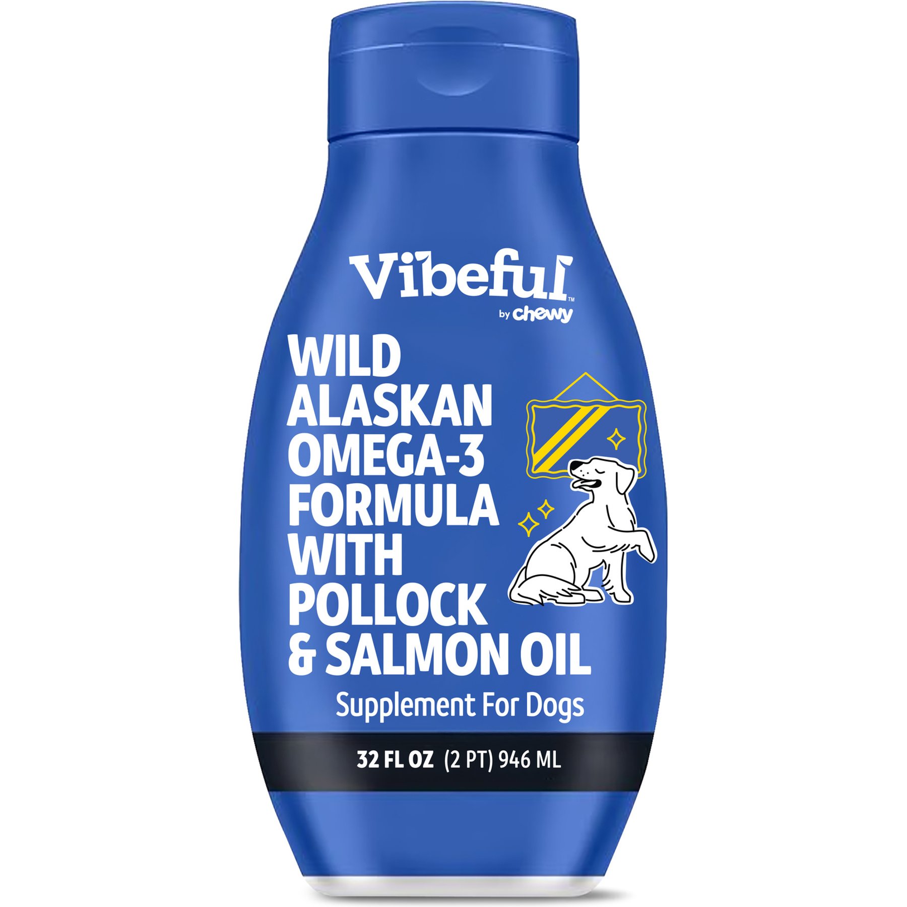 Vibeful Wild Alaskan Omega-3 Formula with Pollock & Salmon Oil Supplement for Dogs, 32-fl oz bottle