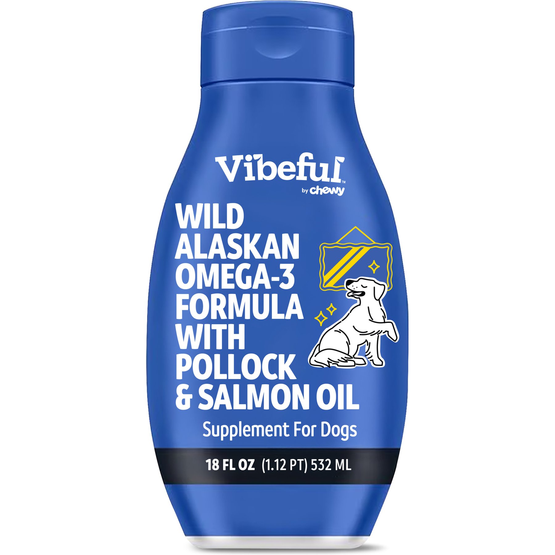 Vibeful Wild Alaskan Omega-3 Formula with Pollock & Salmon Oil Supplement for Dogs, 18-fl oz bottle