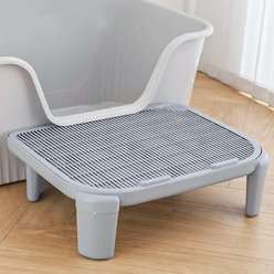 NonoPets Elevated Step Platform Anti-Tracking Double-Layer Cat Litter Mat, 6-in tall, Grey