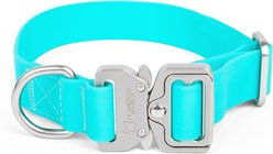 Nandog Durable Adjustable Sport Poly-Flex Waterproof Vinyl PVC Dog Collar, Aqua Blue, Large: 17 to 22-in neck, 1-in wide