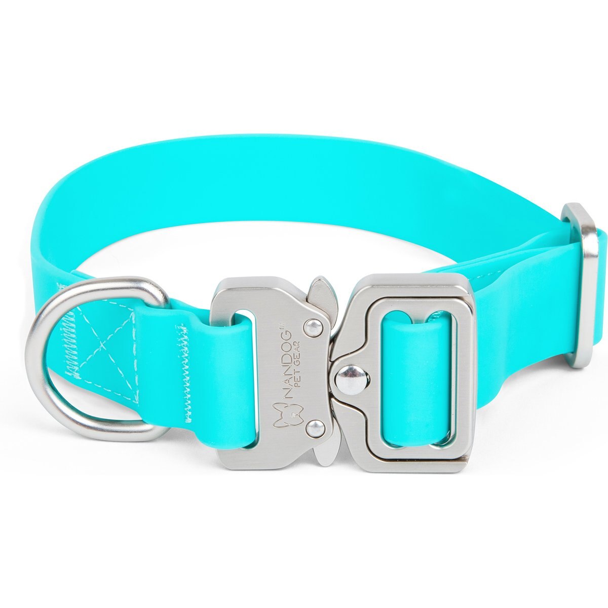 Nandog Durable Adjustable Sport Poly-Flex Waterproof Vinyl PVC Dog Collar, Aqua Blue, Small: 9 to 13-in neck, 3/4-in wide