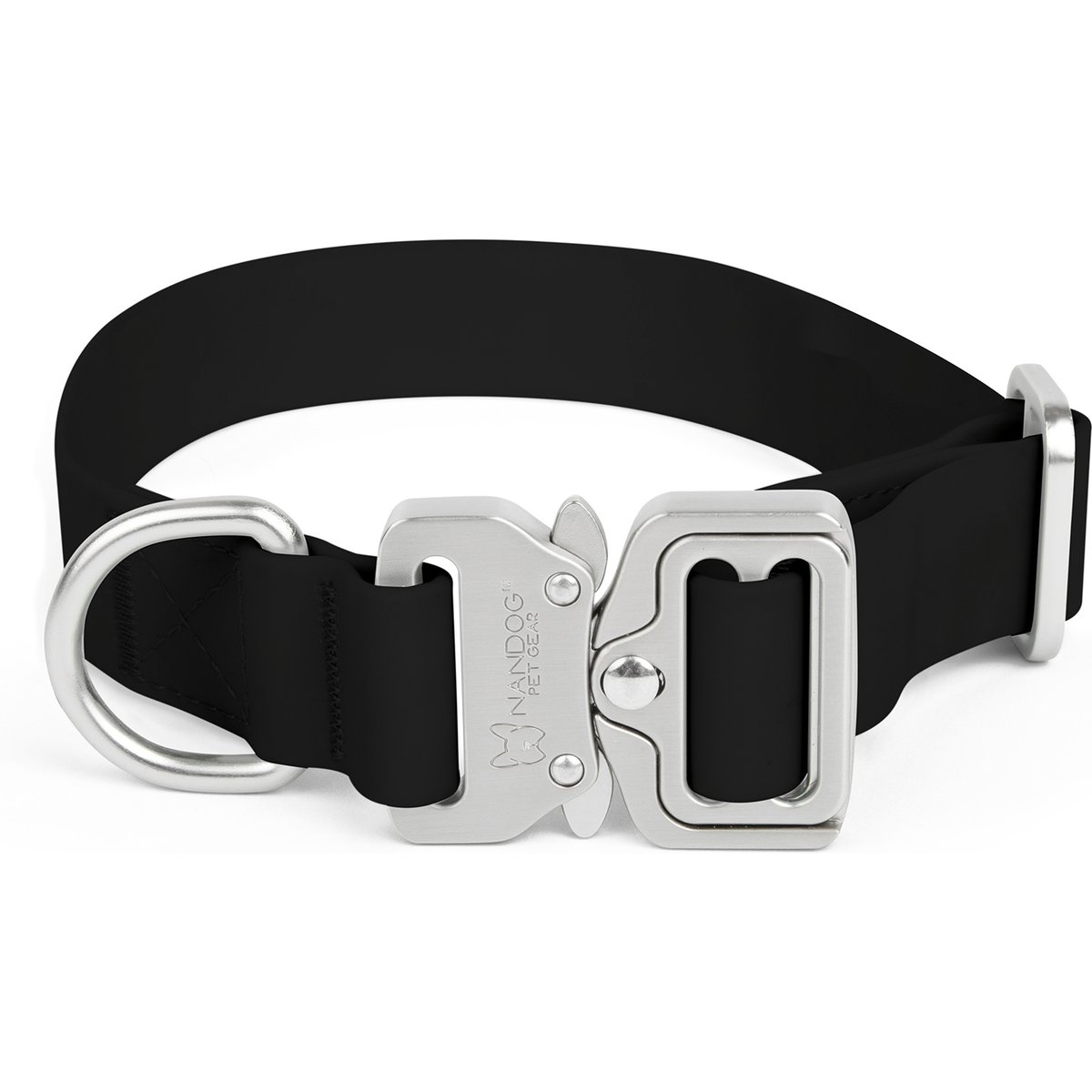 Nandog Durable Adjustable Sport Poly-Flex Waterproof Vinyl PVC Dog Collar, Black, Large: 17 to 22-in neck, 1-in wide