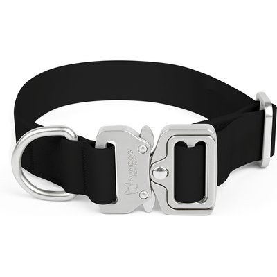 Nandog Nandog Durable Adjustable Sport Poly-Flex Waterproof Vinyl PVC Dog Collar, Black, Large: 17 to 22-in neck, 1-in wide