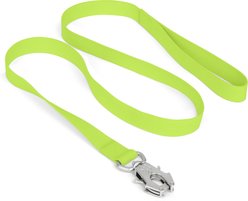Nandog Durable Double Latch Sport Poly-Flex Waterproof Vinyl PVC Dog Leash, Neon Green, Medium/Large: 4-ft long, 1-in wide