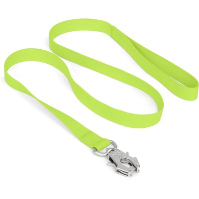 Nandog Nandog Durable Double Latch Sport Poly-Flex Waterproof Vinyl PVC Dog Leash, Neon Green, Medium/Large: 4-ft long, 1-in wide