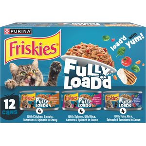 Friskies Fully Load’d Chicken, Salmon, & Tuna Variety Pack Wet Cat Food, 5.5-oz. can, 12 count