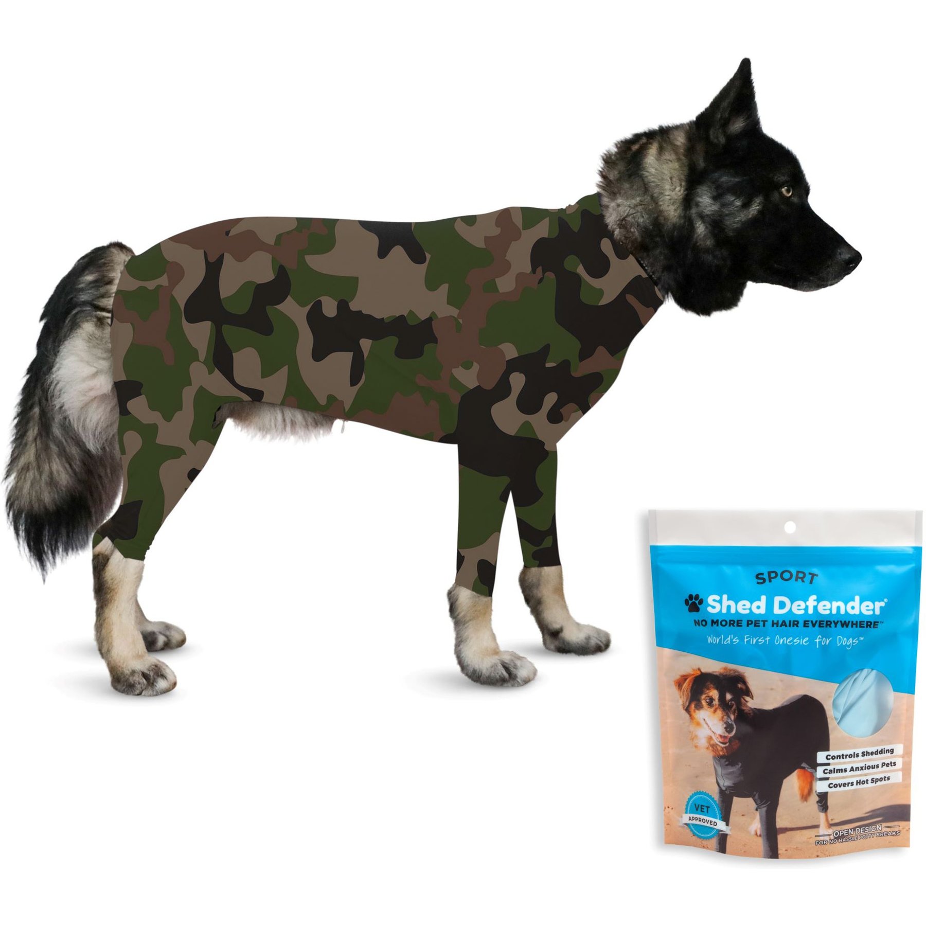 Shed Defender Sport Dog Onesie, Camo, XX-Large