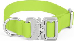 Nandog Durable Adjustable Sport Poly-Flex Waterproof Vinyl PVC Dog Collar, Neon Green, Large: 17 to 22-in neck, 1-in wide