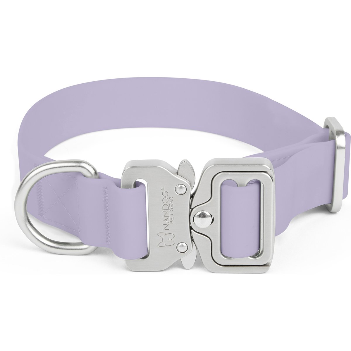 Nandog Durable Adjustable Sport Poly-Flex Waterproof Vinyl PVC Dog Collar, Lilac Purple, Large: 17 to 22-in neck, 1-in wide