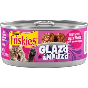 Friskies Glaz’d & Infuz’d with Gravy Glaz’d Shrimp Flavored Wet Cat Food, 5.5-oz. can, 24 count