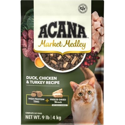 ACANA ACANA Market Medley Duck, Chicken & Turkey Recipe with Freeze-Dried Morsels Made with Duck & Cranberry Grain-Free Dry Cat Food, 9-lb bag