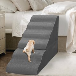 MALOROY Non-Slip 6-Step Foam Dog Ramp, Grey, 30-in