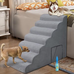 MALOROY Non-Slip 7-Step Foam Dog Ramp, Grey, 32-in