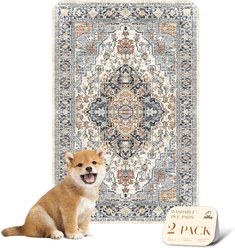 Nunubaby Washable Non-Skid Bottom Dog Pee Pads, Beige/Multi, 24 x 36-in, 2 count