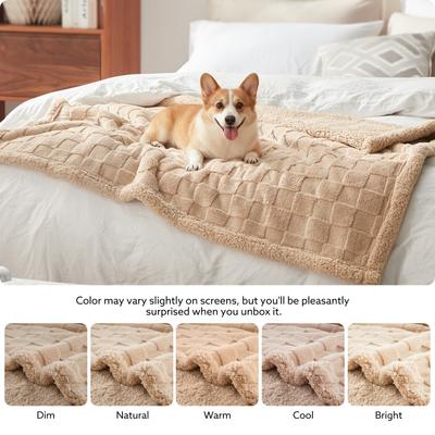 Show full view: Invenho Checkerboard Print Dog & Cat Blanket, Brown, Medium slide 8 of 10