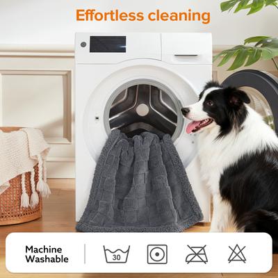 Show full view: Invenho Checkerboard Print Dog & Cat Blanket, Grey, Medium slide 8 of 9