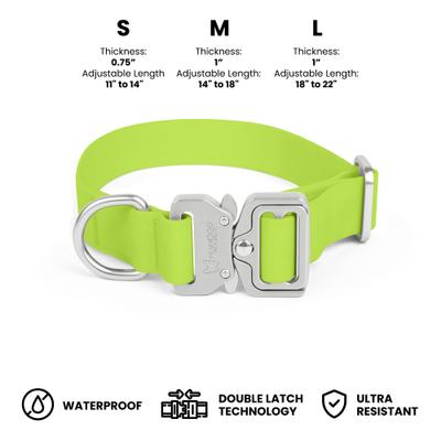 Show full view: Nandog Durable Adjustable Sport Poly-Flex Waterproof Vinyl PVC Dog Collar, Neon Green, Large: 17 to 22-in neck, 1-in wide slide 4 of 7
