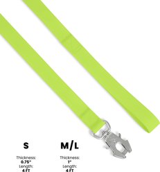 Nandog Durable Double Latch Sport Poly-Flex Waterproof Vinyl PVC Dog Leash, Neon Green, Medium/Large: 4-ft long, 1-in wide slide 2 of 4