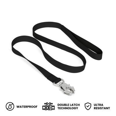 Show full view: Nandog Durable Double Latch Sport Poly-Flex Waterproof Vinyl PVC Dog Leash, Black, Small: 4-ft long, 3/4-in wide slide 3 of 4