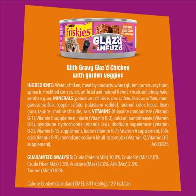 Show full view: Friskies Glaz’d & Infuz’d with Gravy Glaz’d Chicken Wet Cat Food, 5.5-oz. can, 24 count slide 7 of 10