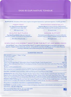 Show full view: Native Pet WonderGland Anal Gland Pumpkin Fiber & Digestive Supplement for Dogs, 32-oz slide 3 of 11