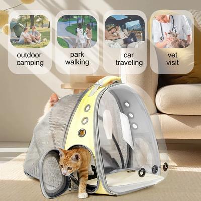 Show full view: Halinfer Breathable Bubble Cat Backpack Carrier, Yellow slide 6 of 6