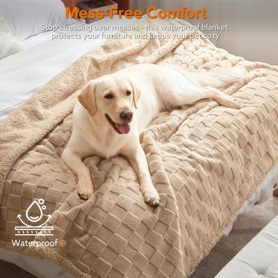 Show full view: Invenho Checkerboard Print Dog & Cat Blanket, Brown, Medium slide 6 of 10