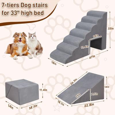 Show full view: MALOROY Non-Slip 7-Step Foam Dog Ramp, Grey, 32-in slide 2 of 7