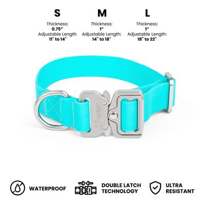 Show full view: Nandog Durable Adjustable Sport Poly-Flex Waterproof Vinyl PVC Dog Collar, Aqua Blue, Small: 9 to 13-in neck, 3/4-in wide slide 4 of 7