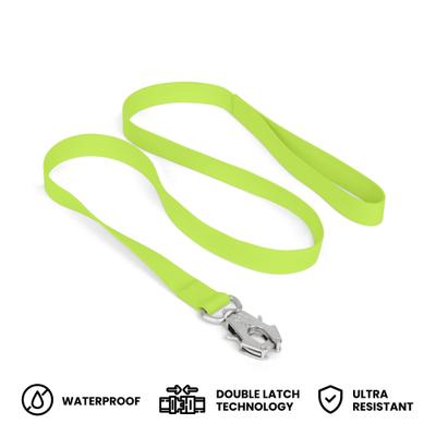 Show full view: Nandog Durable Double Latch Sport Poly-Flex Waterproof Vinyl PVC Dog Leash, Neon Green, Medium/Large: 4-ft long, 1-in wide slide 3 of 4