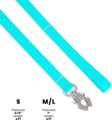 Nandog Durable Double Latch Sport Poly-Flex Waterproof Vinyl PVC Dog Leash, Aqua Blue, Small: 4-ft long, 3/4-in wide slide 2 of 4