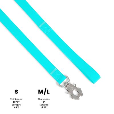 Show full view: Nandog Durable Double Latch Sport Poly-Flex Waterproof Vinyl PVC Dog Leash, Aqua Blue, Small: 4-ft long, 3/4-in wide slide 4 of 4