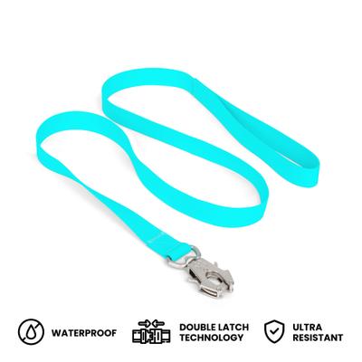 Show full view: Nandog Durable Double Latch Sport Poly-Flex Waterproof Vinyl PVC Dog Leash, Aqua Blue, Small: 4-ft long, 3/4-in wide slide 3 of 4