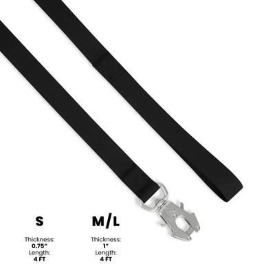 Show full view: Nandog Durable Double Latch Sport Poly-Flex Waterproof Vinyl PVC Dog Leash, Black, Small: 4-ft long, 3/4-in wide slide 4 of 4