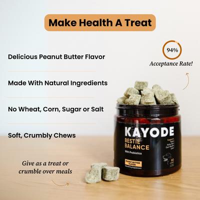 Show full view: Kayode Bestie Balance Natural Yeast Support & Itchy Skin Comfort Chew Supplement for Dogs, 90 count slide 7 of 9